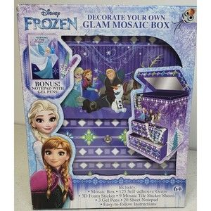 Decorate Your Own Glam Mosaic Jewelry Box Disney Frozen NEW Stickers 3D Notepad
